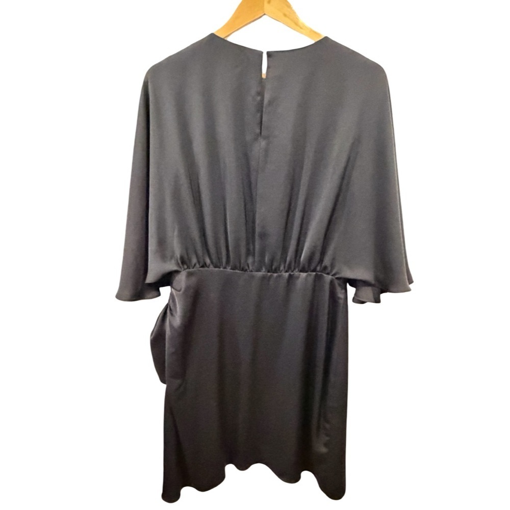 Ramy Brook Alexis wrap mini dress in black satin Womens 12 Like new - Picture 3 of 10